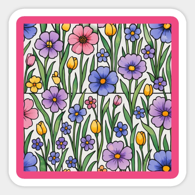 Stained Glass Inspired Wildflowers Sticker by DonWillisJrArt